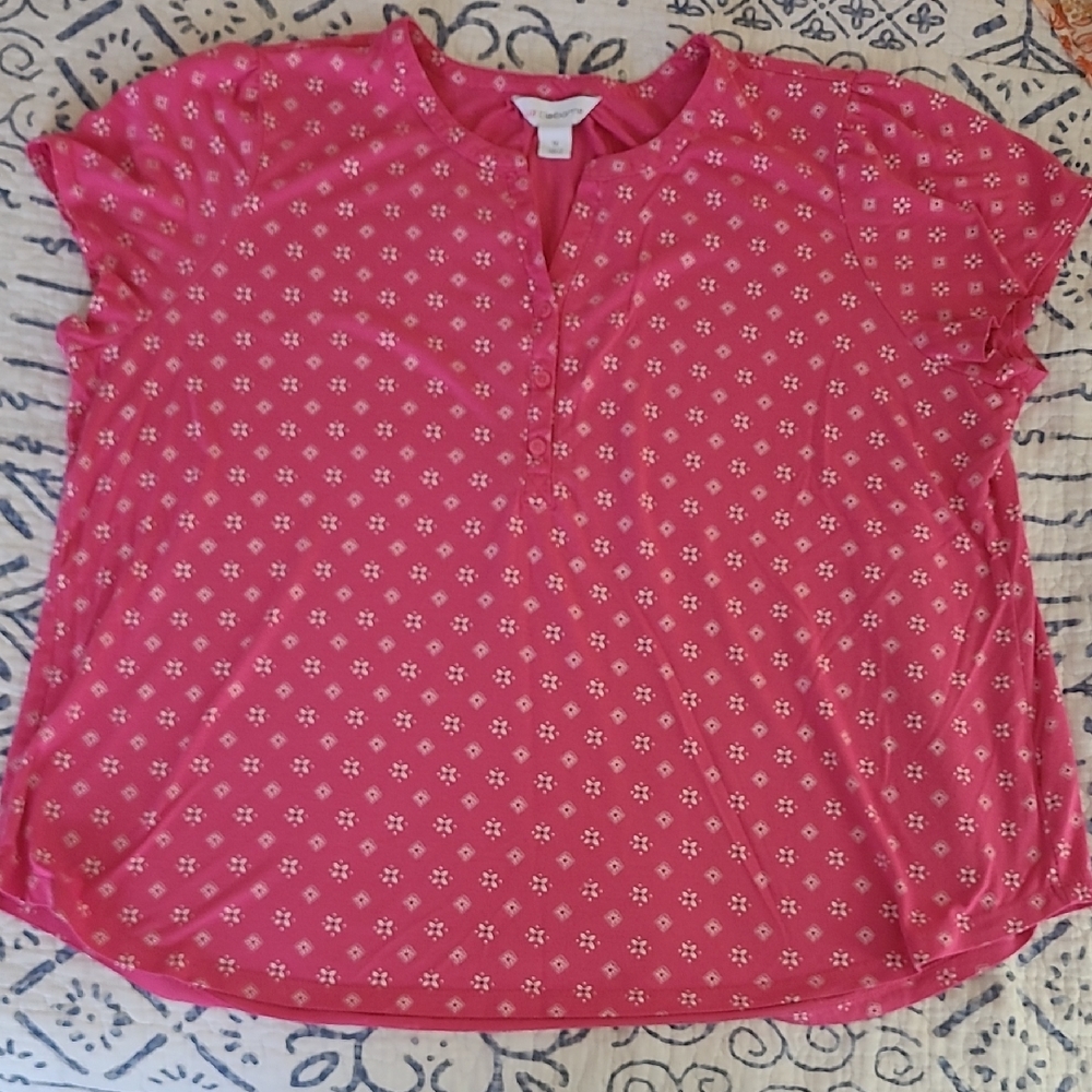 Liz Claiborne Hot Pink Patterned Blouse 1x Womens